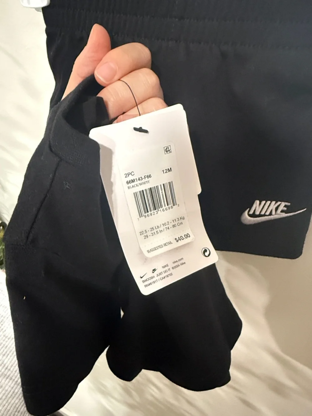 Nike Black Tee and Shorts Set with White Swoosh - Picture 2 of 2